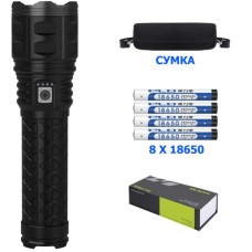 Ліхтар AK138-1 WHITE LASER LED PM60-TG з Сумкою 8x18650 3.7V Power Bank Індикація Заряду ЗУ Type-C Zoom Box