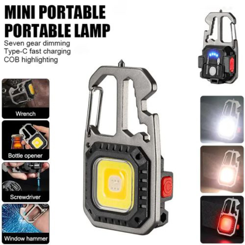 Ліхтар MULTIFUNCTIONAL 5138/KL-535-COB ULTRA(white+yellow+red), multitool, Li-Ion акумулятор, карабін, викрутка, ЗУ Type-C