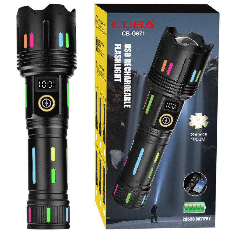 Ліхтар NIGHT VISION FLUORESCENCE G25 WHITE LASER LED PM30-TG, 1х26650/3xAAA, Power Bank, ЗУ Type-C, Zoom, Box