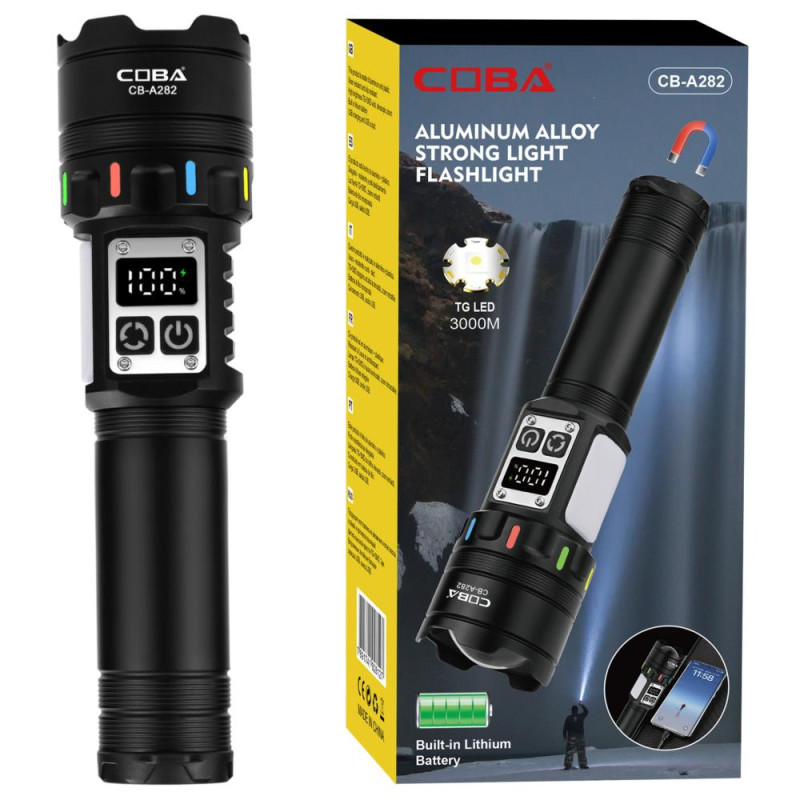 Фонарь NIGHT VISION FLUORESCENCE CB-A282-TG+COB, Li-Ion аккум., power bank, ЗУ Type-C, магнит, zoom, Box