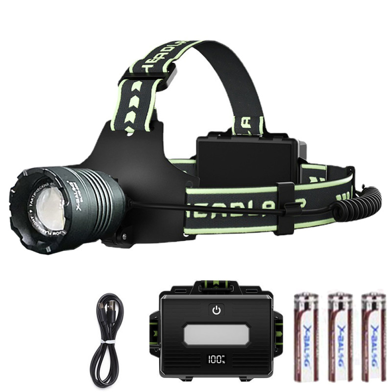 Ліхтар налобний BL-H2-TG, 3x18650, Power Bank, ЗУ Type-C, zoom, Box