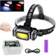 Ліхтар налобний HX-T80S-COB(White+Red), Motion Sensor, Waterproof, 1x18650, ЗУ Type-C, магніт, Box