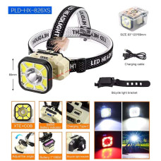 Ліхтар налобний 826XS-XPE+8COB(White+Red), Motion Sensor, 1x18650, вело кріплення, ЗУ Type-C, Box