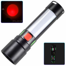 Ліхтар 611-TG+COB White+Red Li-Ion Акумулятор ЗУ Type-C Zoom