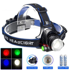 Ліхтар Налобний PLD-V9-F-4XPE RGB 2x18650 ЗП Type-C Zoom Box