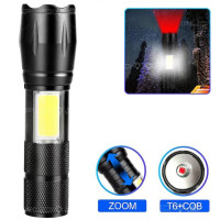 Ліхтар C609-T6(red)+COB(white), Li-Ion акум., ЗУ microUSB, zoom, Box