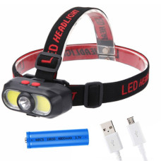 Ліхтар Налобний KX-302-LED+2COB 1x18650 ЗП Type-C Box