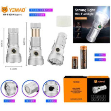 Фонарь YEMAO YM-F809X 9XTE, 1x18350/18650, ЗУ Type-C, магнит