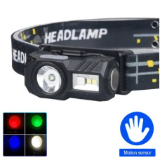 Ліхтар Налобний T131-XPE+3SMD Red+Green+Blue+UV Motion Sensor Li-Ion Акумулятор Магніт Кліпса ЗП Type-C Box