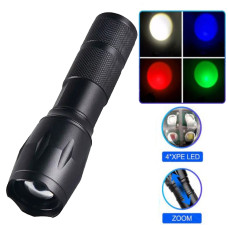 Ліхтар X10-4XPE LED WHITE+RED+BLUE+GREEN Li-Ion Акумулятор ЗП microUSB Zoom