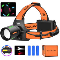 Ліхтар налобний NIGHT VISION FLUORESCENCE BL-T67-TG+COB(white+red), 3x18650, 1 режим, power bank, ЗУ Type-C, zoom