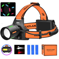 Ліхтар Налобний NIGHT VISION FLUORESCENCE BL-T67-TG+COB White+Red 3x18650 1 Режим Power Bank ЗП Type-C Zoom