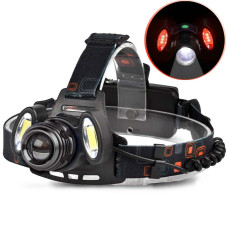 Ліхтар налобний Police 2117-T6+2COB(Red), 2x18650, zoom, ЗУ microUSB, Box