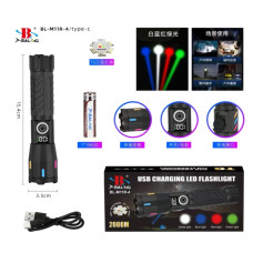 Фонарь NIGHT VISION FLUORESCENCE M11R-4TG(White+Red+Blue+Green), 1x18650, индикация заряда, ЗУ Type-C, zoom