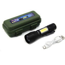 Ліхтар ручний 513 XPE+COB, Li-Ion акум., zoom, ЗУ Type-C