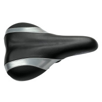 Седло велосипедное 69D черно-серое с полосами Agilette