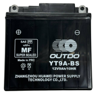 Кислотный аккумулятор YB9-BS 12V9Ah/10HR высокий Outdo