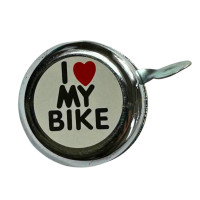 Велосипедний дзвінок металевий хром I love my bike Китай