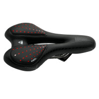 Седло велосипедное SA37 с гелем черное с красными точками Lietu