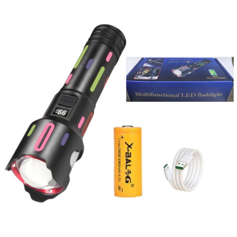 Фонарь NIGHT VISION FLUORESCENCE BL-2405-TG, 1x18650, power bank, индикация заряда, ЗУ Type-C, zoom