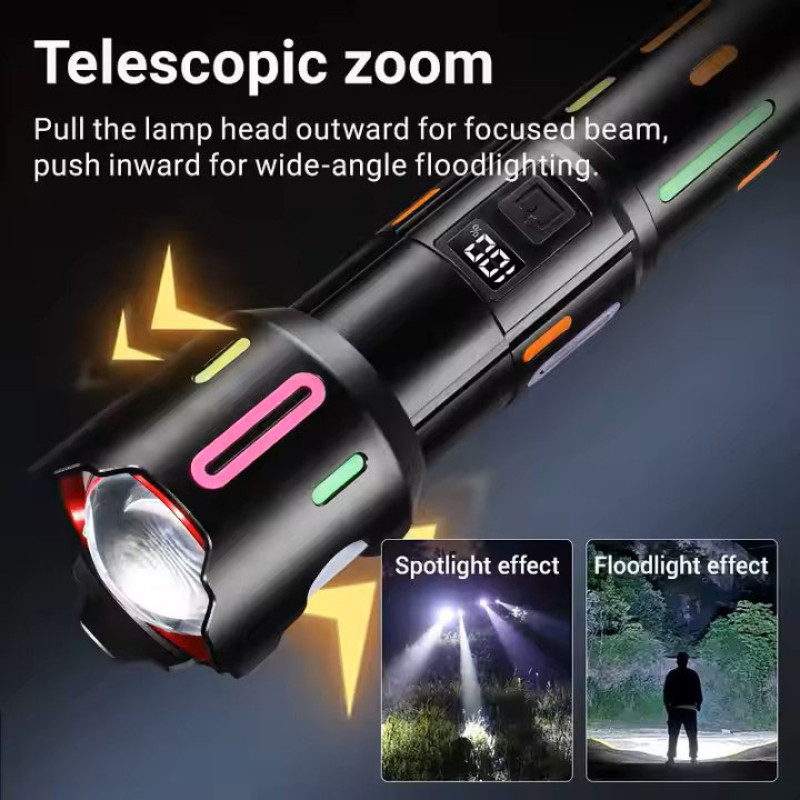 Фонарь NIGHT VISION FLUORESCENCE BL-2405-TG, 1x18650, power bank, индикация заряда, ЗУ Type-C, zoom