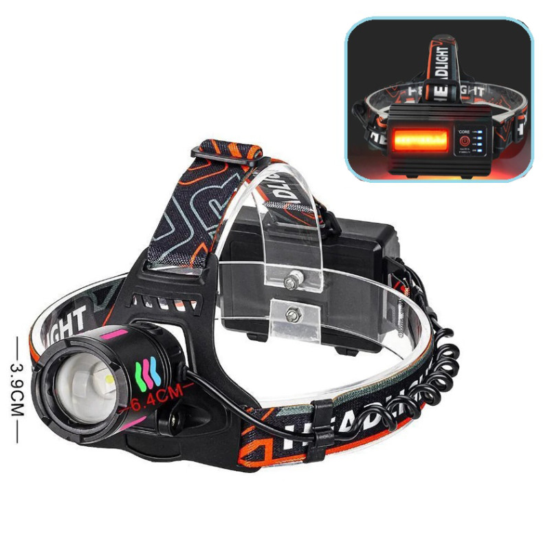 Ліхтар налобний NIGHT VISION FLUORESCENCE 8096 1 РЕЖИМ WHITE LASER LED PM10-TG+COB, 3x18650, Power bank, ЗУ Type-C, zoom