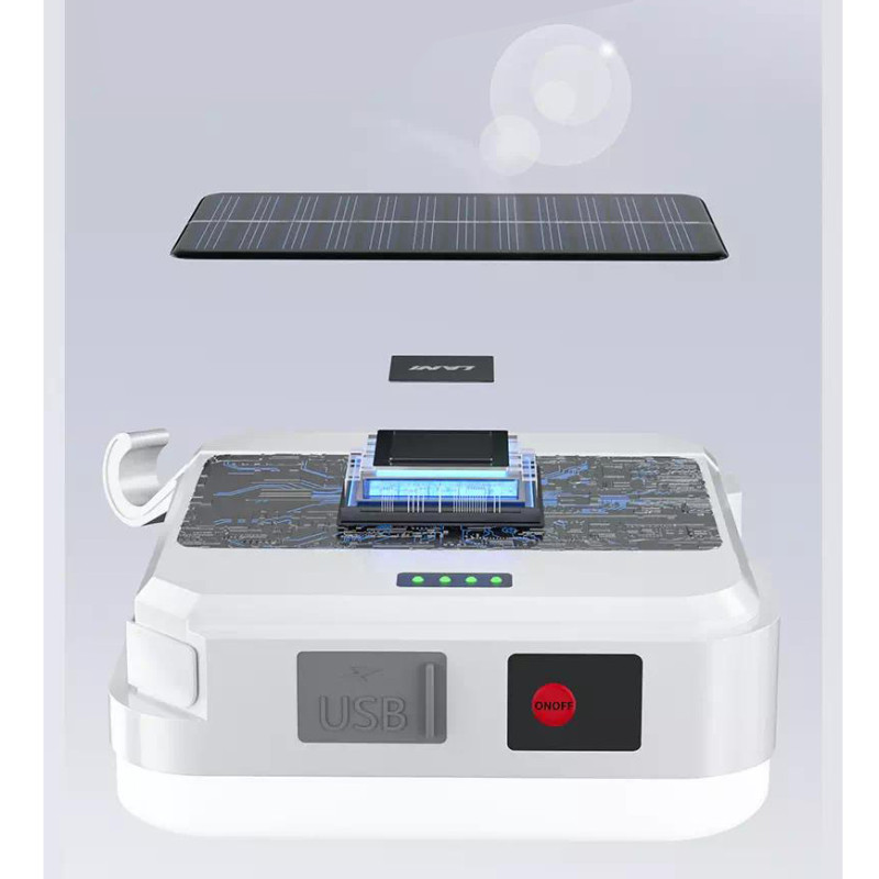 Ліхтар для дому DP-K7-100, 3х18650, солн. панель, power bank, ЗУ Type-C, крюк
