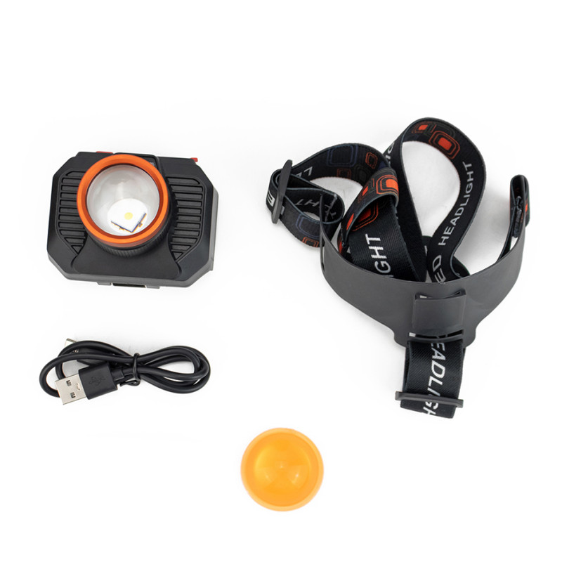 Ліхтар налобний 622-TG 15W, Li-Ion акумулятор, ЗУ Type-C, zoom, Box