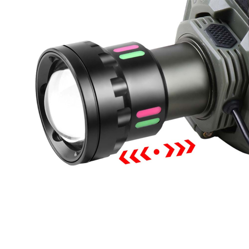 Ліхтар налобний NIGHT VISION FLUORESCENCE 8098-TG, IPX4, 2x18650, ЗУ Type-C, zoom, Box