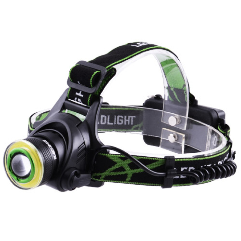 Ліхтар налобний T106-T6+COB, 2x18650, signal light, zoom, ЗУ microUSB, Box