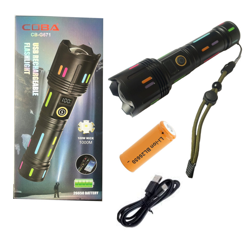 Ліхтар NIGHT VISION FLUORESCENCE G25 WHITE LASER LED PM30-TG, 1х26650/3xAAA, Power Bank, ЗУ Type-C, Zoom, Box
