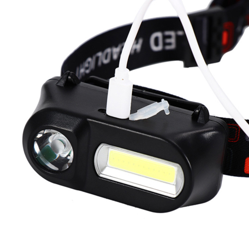 Ліхтар налобний 1804-LED(red)+COB(white), 1x18650, ЗУ Type-C