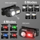 Ліхтар налобний T131-XPE+3SMD(red+green+blue+UV), Motion Sensor, Li-Ion акумулятор, магніт, кліпса, ЗУ Type-C, Box