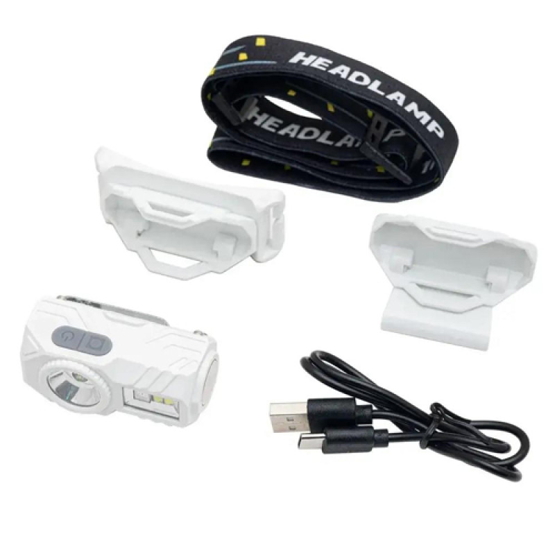 Ліхтар налобний T131-XPE+3SMD(red+green+blue+UV), Motion Sensor, Li-Ion акумулятор, магніт, кліпса, ЗУ Type-C, Box