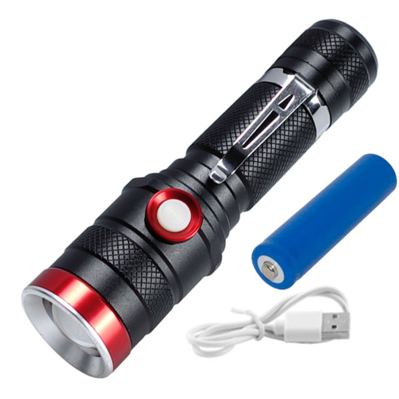 Ліхтар ручний 736-TG(Red), 1x18650, ЗУ Type-C, zoom