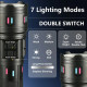 Фонарь NIGHT VISION FLUORESCENCE AK177-WHITE LASER LED PM60-TG, 8x18650 3.7V, power bank, ЗУ Type-C, zoom, 5 фильтров