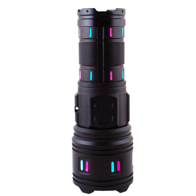 Фонарь NIGHT VISION FLUORESCENCE AK177-1 WHITE LASER LED PM60-TG, 4х18650, power bank, индикация заряда, ЗУ Type-C, zoom, 5 фильтров