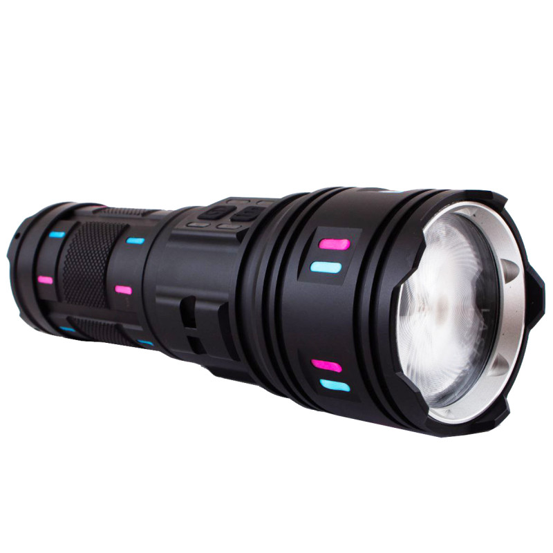 Фонарь NIGHT VISION FLUORESCENCE AK177-1 WHITE LASER LED PM60-TG, 4х18650, power bank, индикация заряда, ЗУ Type-C, zoom, 5 фильтров