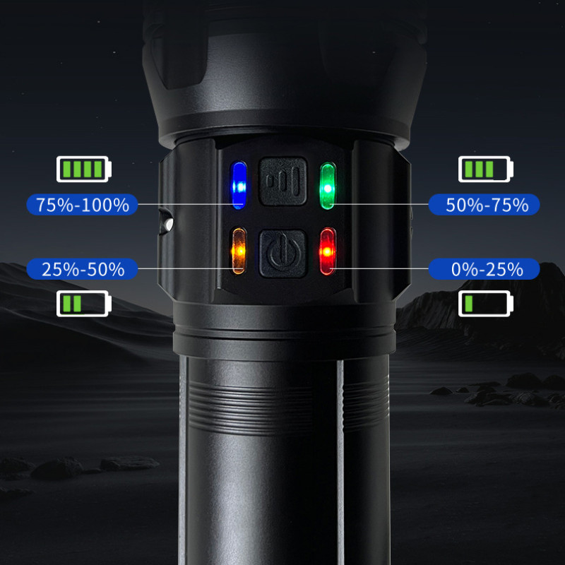 Фонарь NIGHT VISION FLUORESCENCE AK177-1 WHITE LASER LED PM60-TG, 4х18650, power bank, индикация заряда, ЗУ Type-C, zoom, 5 фильтров