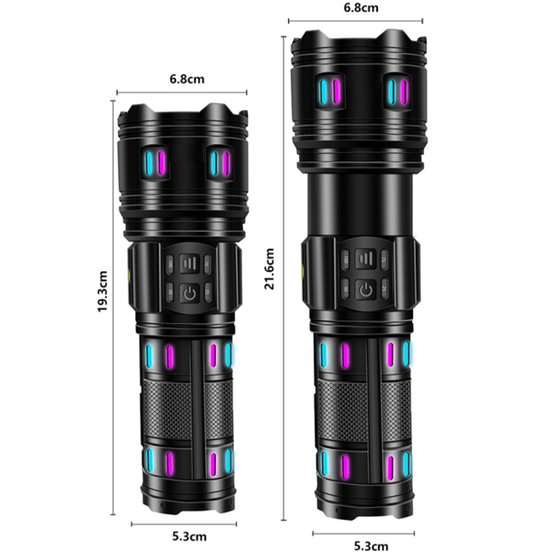 Фонарь NIGHT VISION FLUORESCENCE AK177-1 WHITE LASER LED PM60-TG, 4х18650, power bank, индикация заряда, ЗУ Type-C, zoom, 5 фильтров