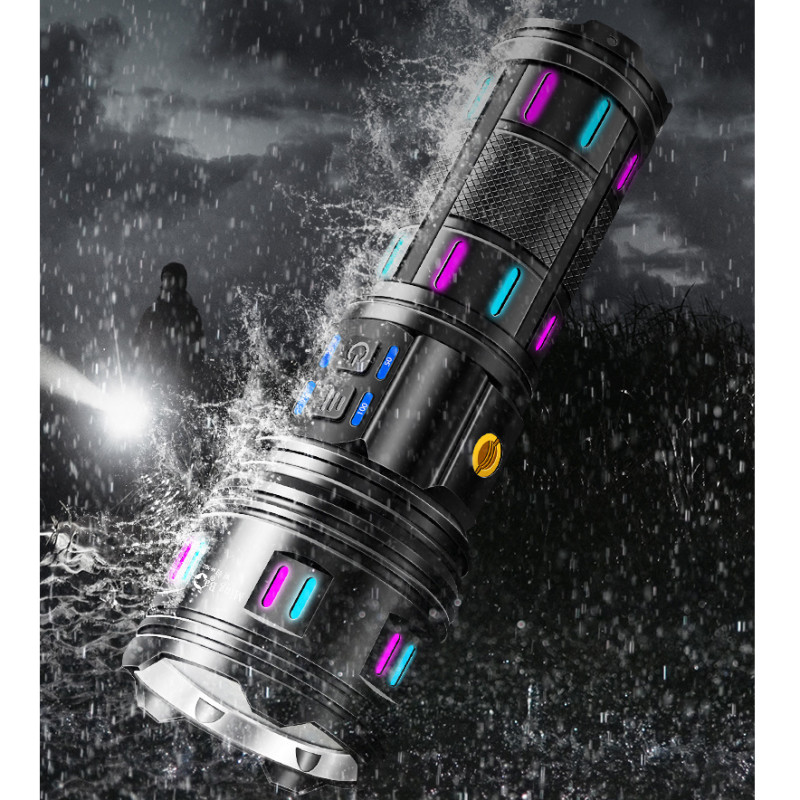 Фонарь NIGHT VISION FLUORESCENCE AK177-1 WHITE LASER LED PM60-TG, 4х18650, power bank, индикация заряда, ЗУ Type-C, zoom, 5 фильтров