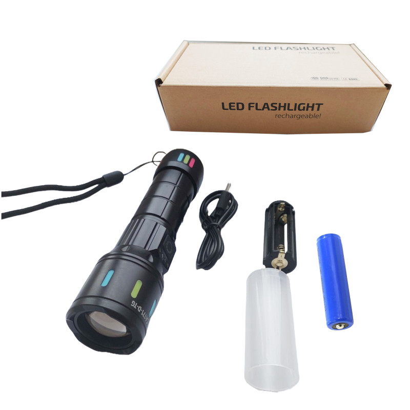 Ліхтар ручний NIGHT VISION FLUORESCENCE CA171-D 1 РЕЖИМ WHITE LASER LED PM10-TG, індикація заряду, 1x18650/3xAAA, ЗУ Type-C, zoom, Box
