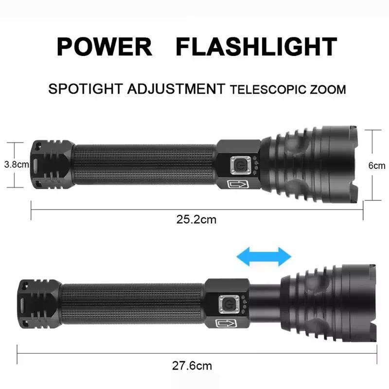 Ліхтар ручний BL-601-P90, 1x26650, ЗУ Type-C, zoom, Box