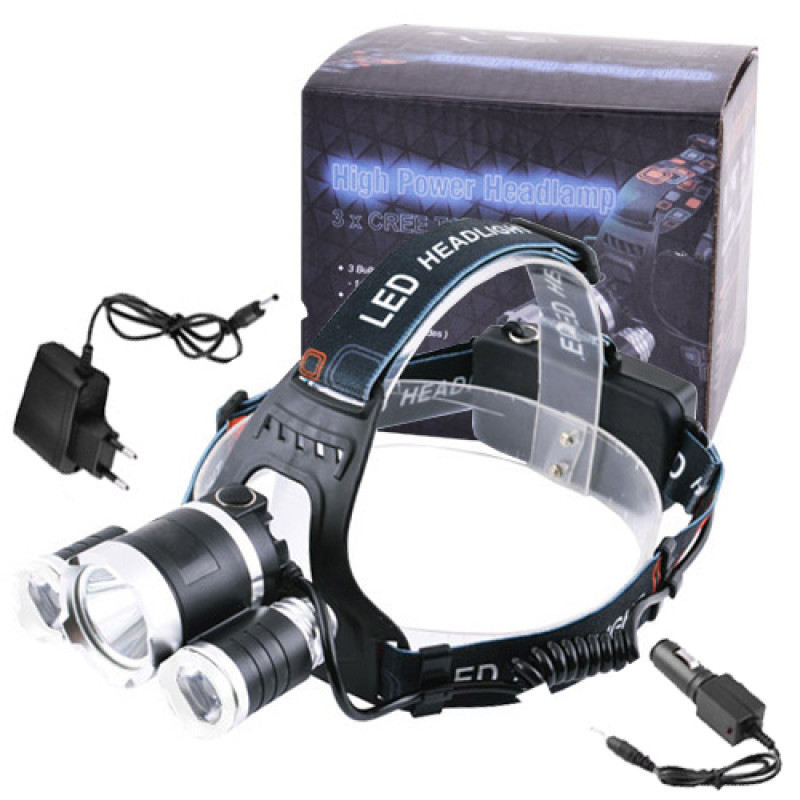 Ліхтар налобний Police 3000-T6+2XPE, 2x18650, signal light, ЗУ 220V/12V, Box