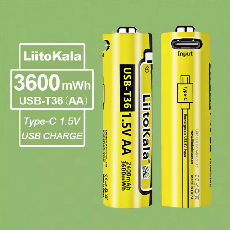 Акумулятор AA, LiitoKala USB-T36 1.5V, 2400mAh, ОРИГІНАЛ
