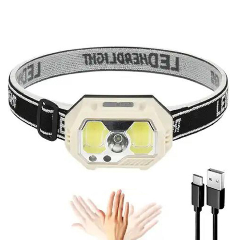 Ліхтар налобний SH-S31-XPE+COB(white+red), Motion Sensor, вбудований акумулятор, ЗУ Type-C, Box