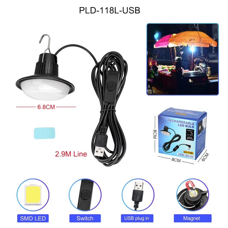 LED лампа 118L-19SMD, кабель 2.9 м, крюк, магніт, живлення від USB