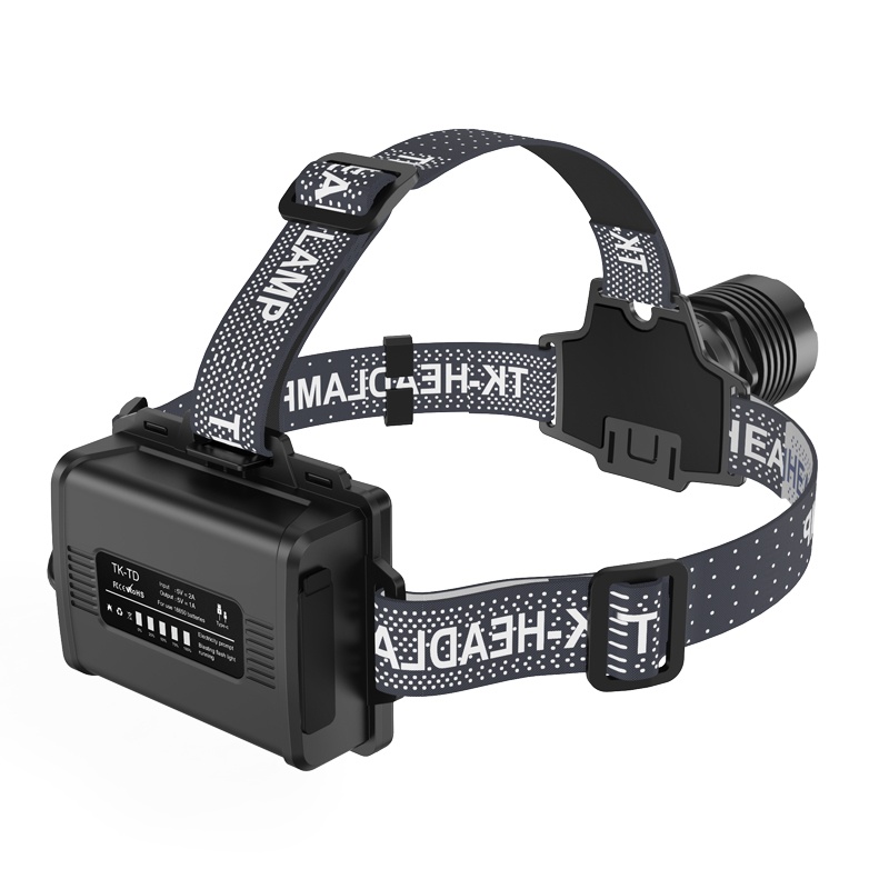 Ліхтар налобний BL-TD-T28-TG, 3x18650, Power Bank, ЗУ Type-C, zoom, Box