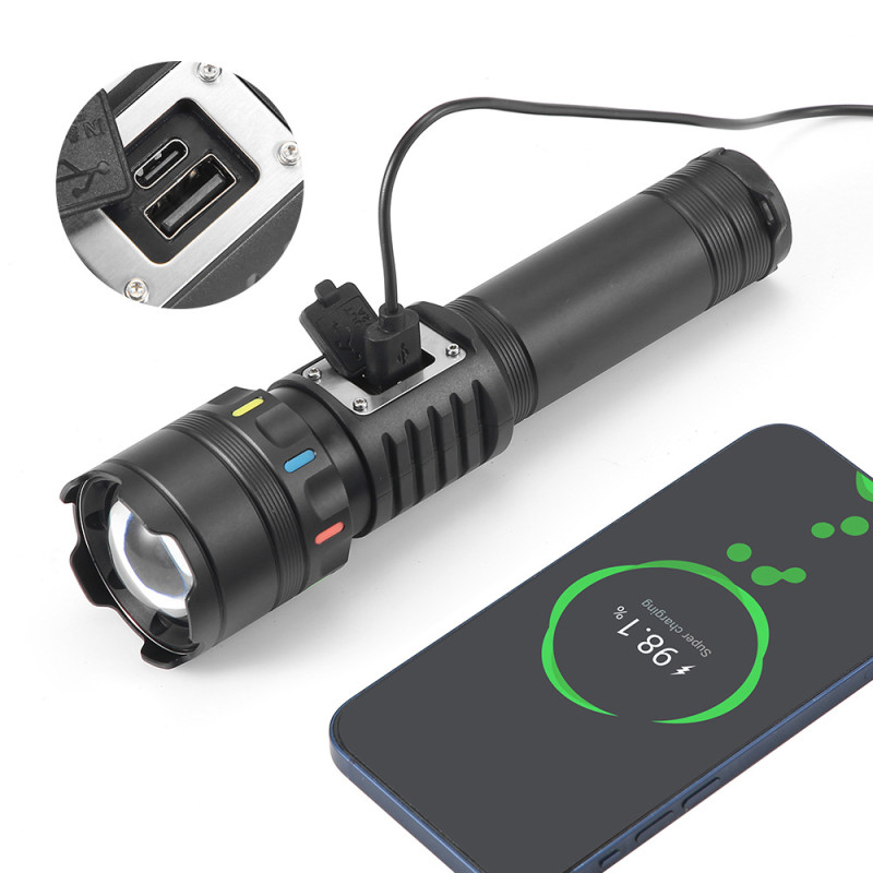 Фонарь NIGHT VISION FLUORESCENCE CB-A282-TG+COB, Li-Ion аккум., power bank, ЗУ Type-C, магнит, zoom, Box