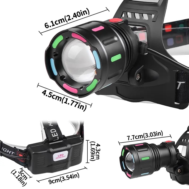 Ліхтар налобний NIGHT VISION FLUORESCENCE SY-8087 1 РЕЖИМ PM10-TG, 2x18650, signal light, ЗУ Type-C, zoom, Box